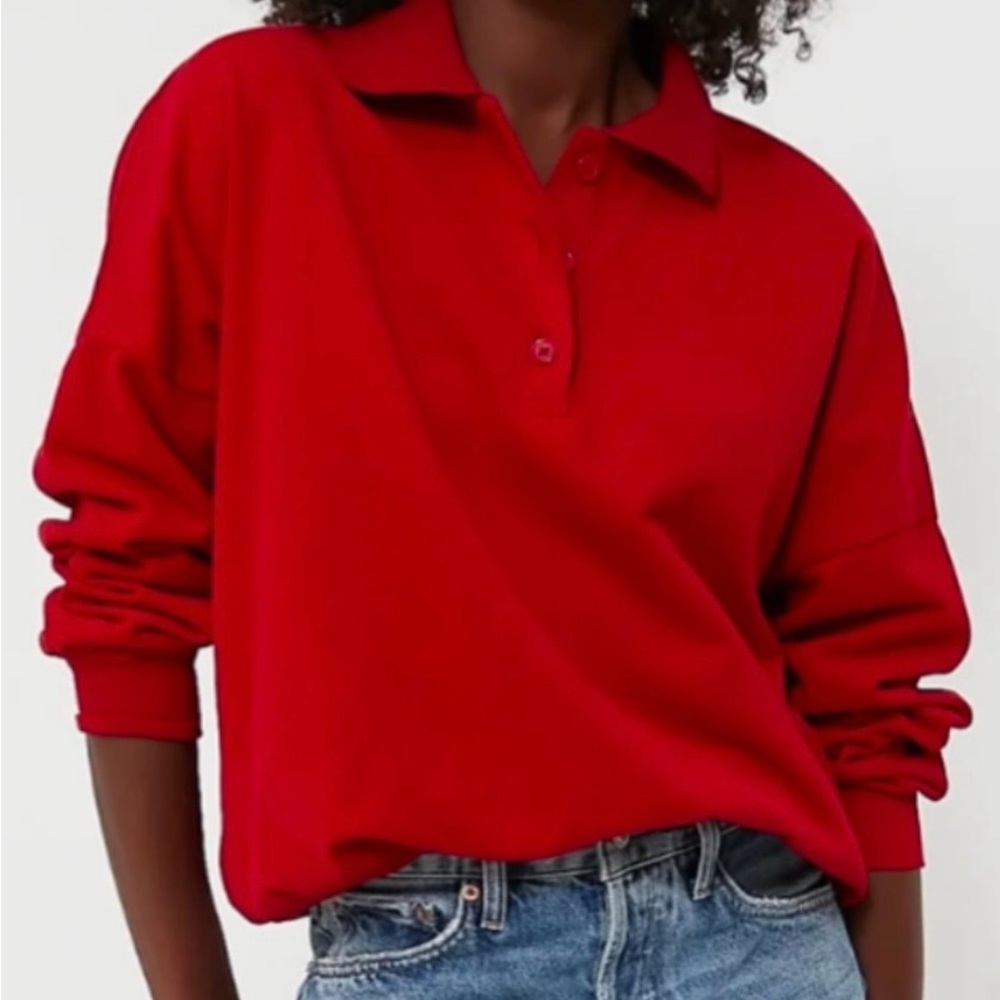Pomander Place Classic Red Polo Sweatshirt M